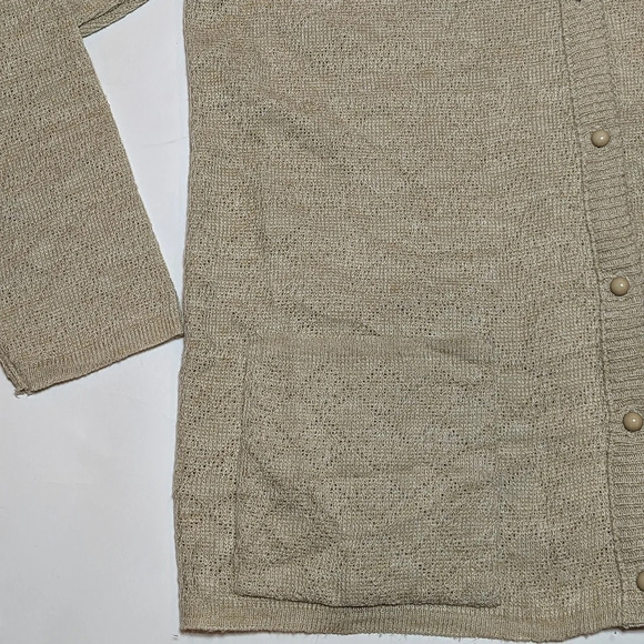Vintage Penman's Oatmeal Cream Tan Button Down Knit Cardigan Woman Small - Picture 3 of 9